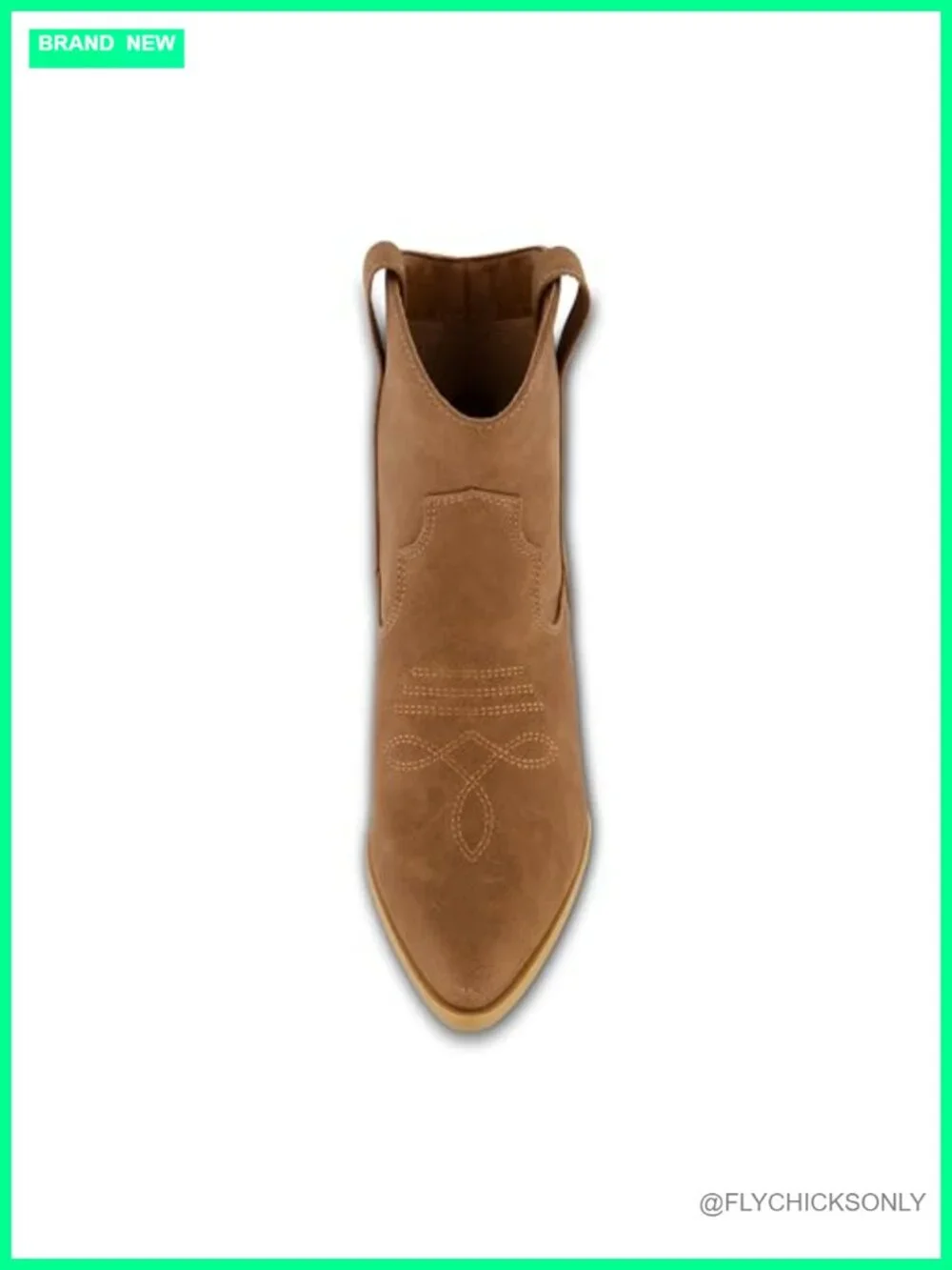 Western Ankle Bootie Faux Leather Memory Foam Stacked Heel Pointed Toe
